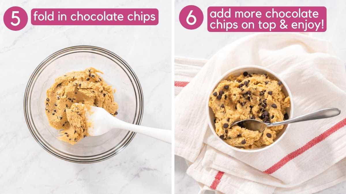 Chocolate Chip Cookie Dough Hummus Blog Post Images Steps 5 and 6