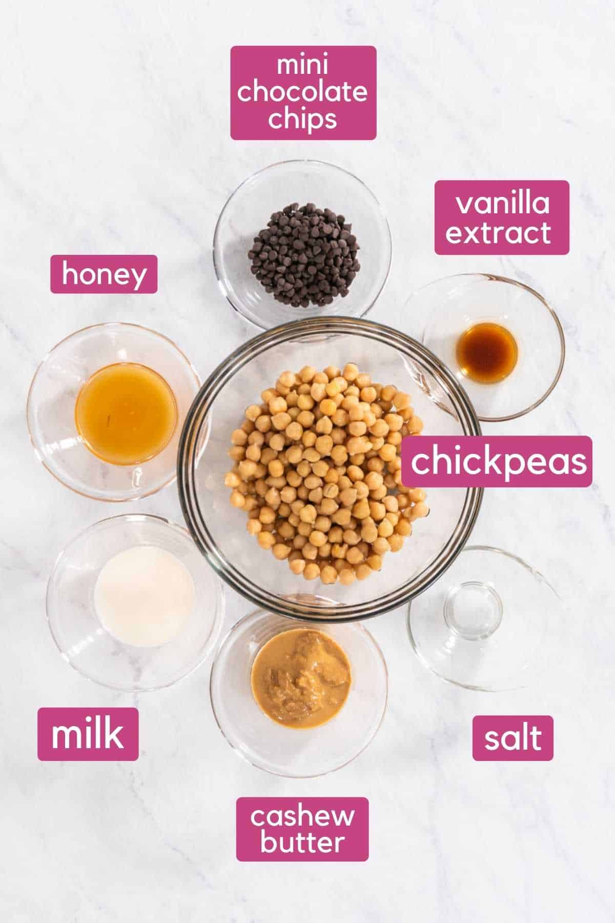 Ingredients needed For Cookie Dough Hummus.