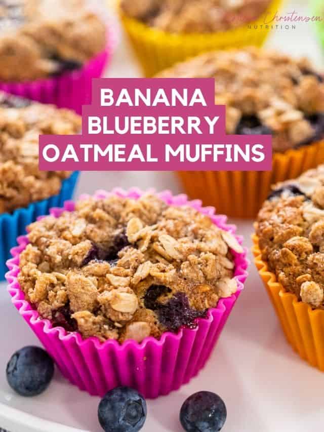 banana blueberry oatmeal muffins web story cover