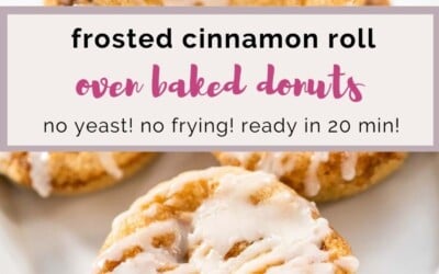 frosted cinnamon roll oven baked donuts.