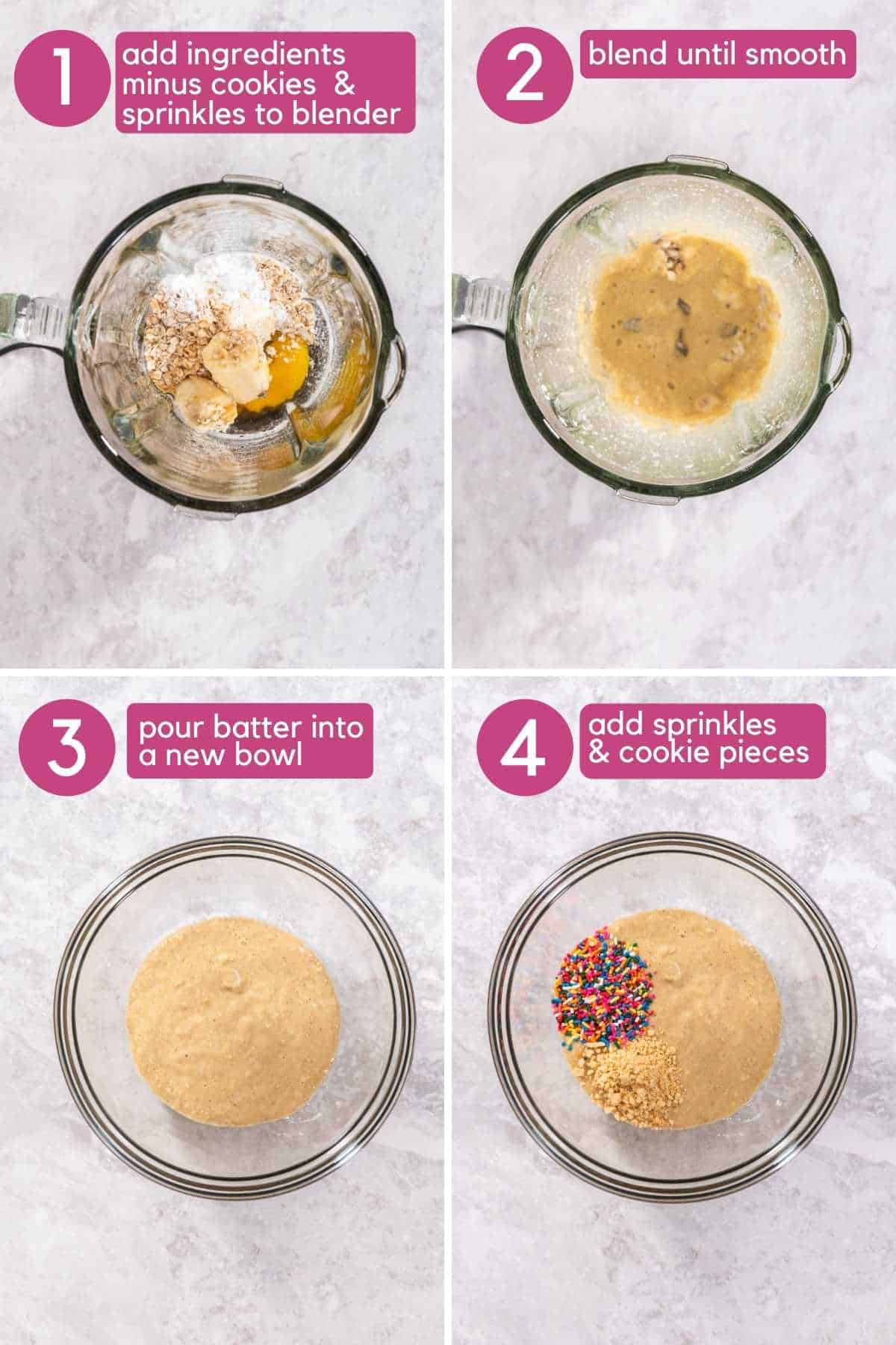 Blend ingredients for Baked Birthday Cake Oatmeal.