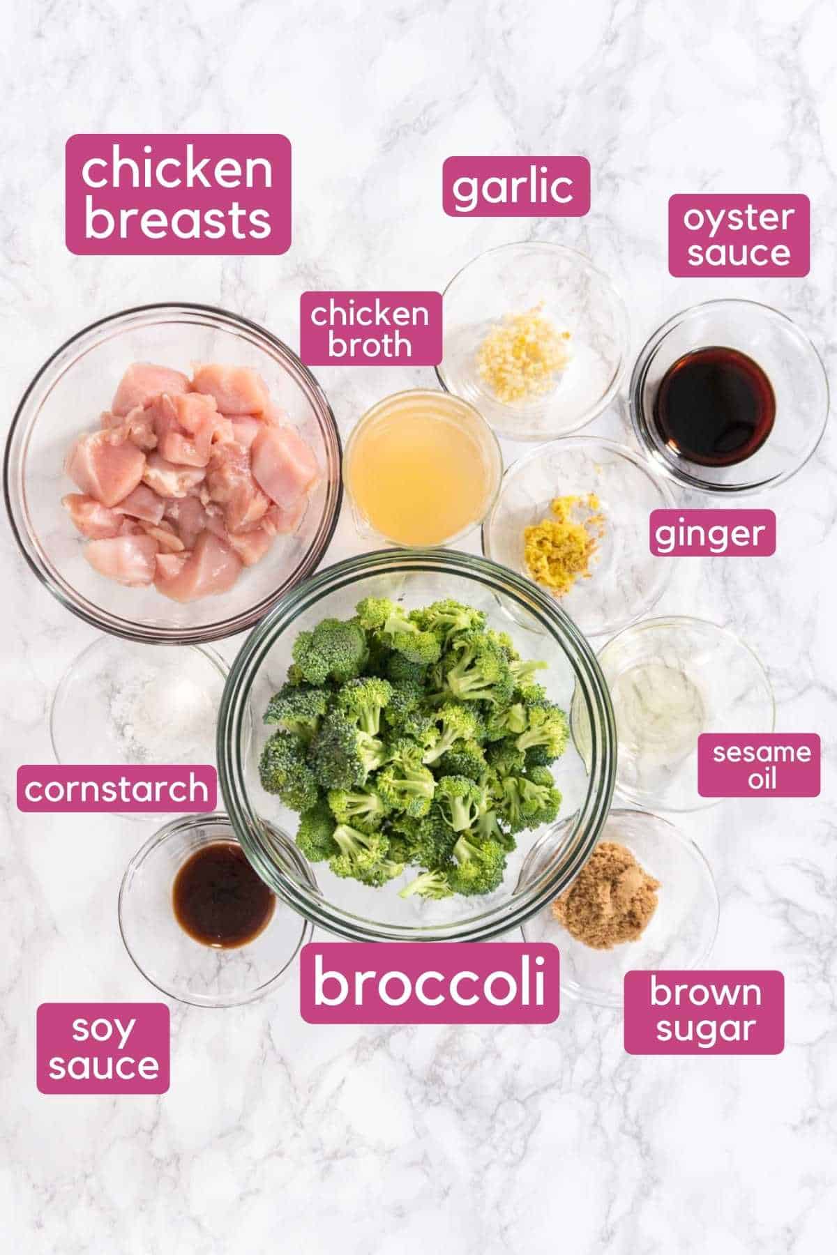 Broccoli Chicken Stir Fry ingredients.