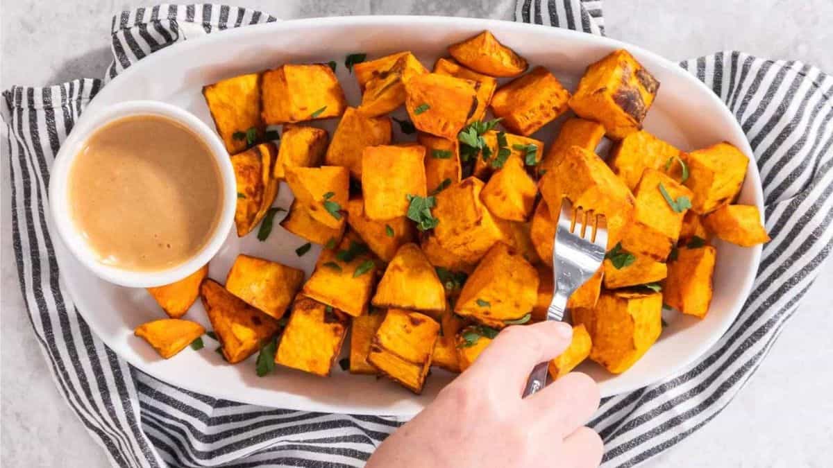 Easy Air Fryer Sweet Potato Cubes Colleen Christensen Nutrition