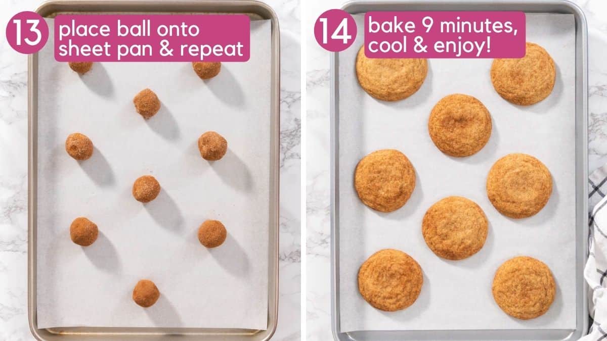 snickerdoodle cookies bake nine minutes.