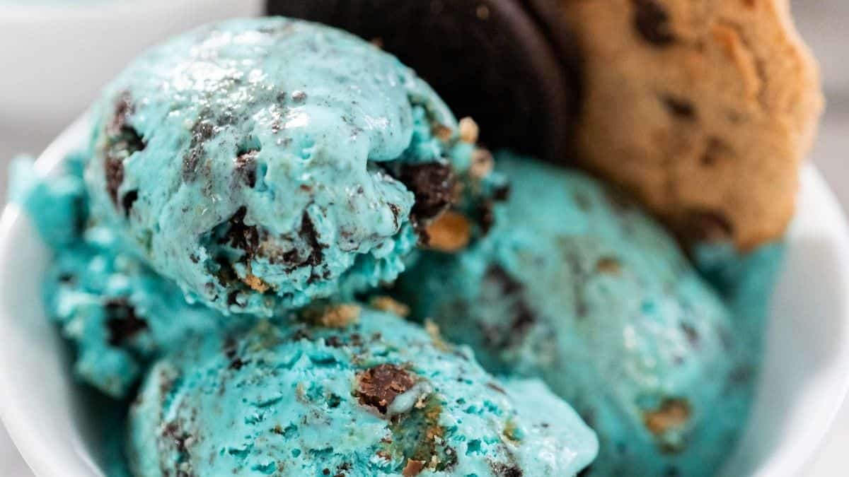 a bowl of cookie monster ice cream, eating full fat dairy is a way to increase fertility.