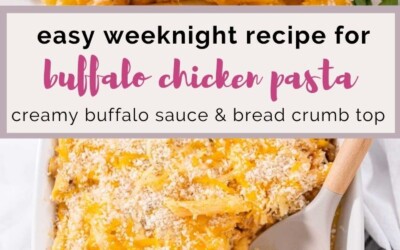 easy weeknight recipe for buffalo chicken pasta.