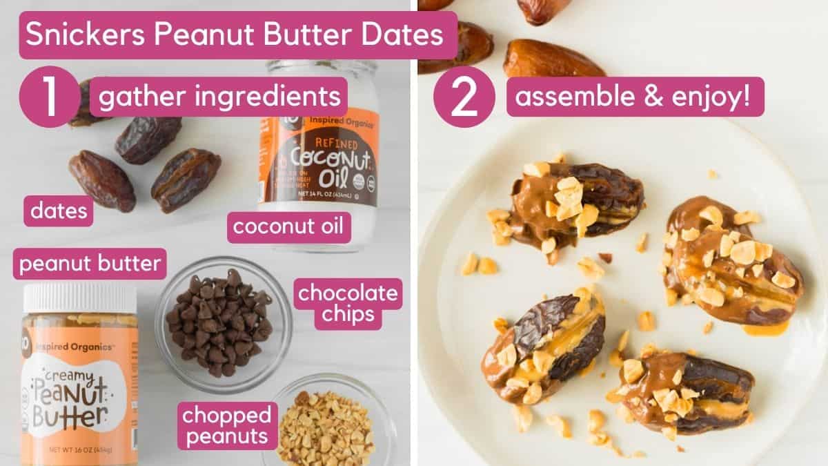 Snickers peanut butter dates ingredients with peanuts
