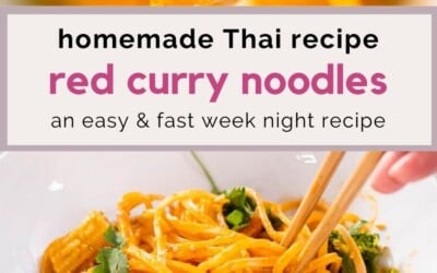 homemade Thai recipe red curry noodles.