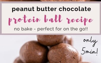 two images of protein balls with chocolate