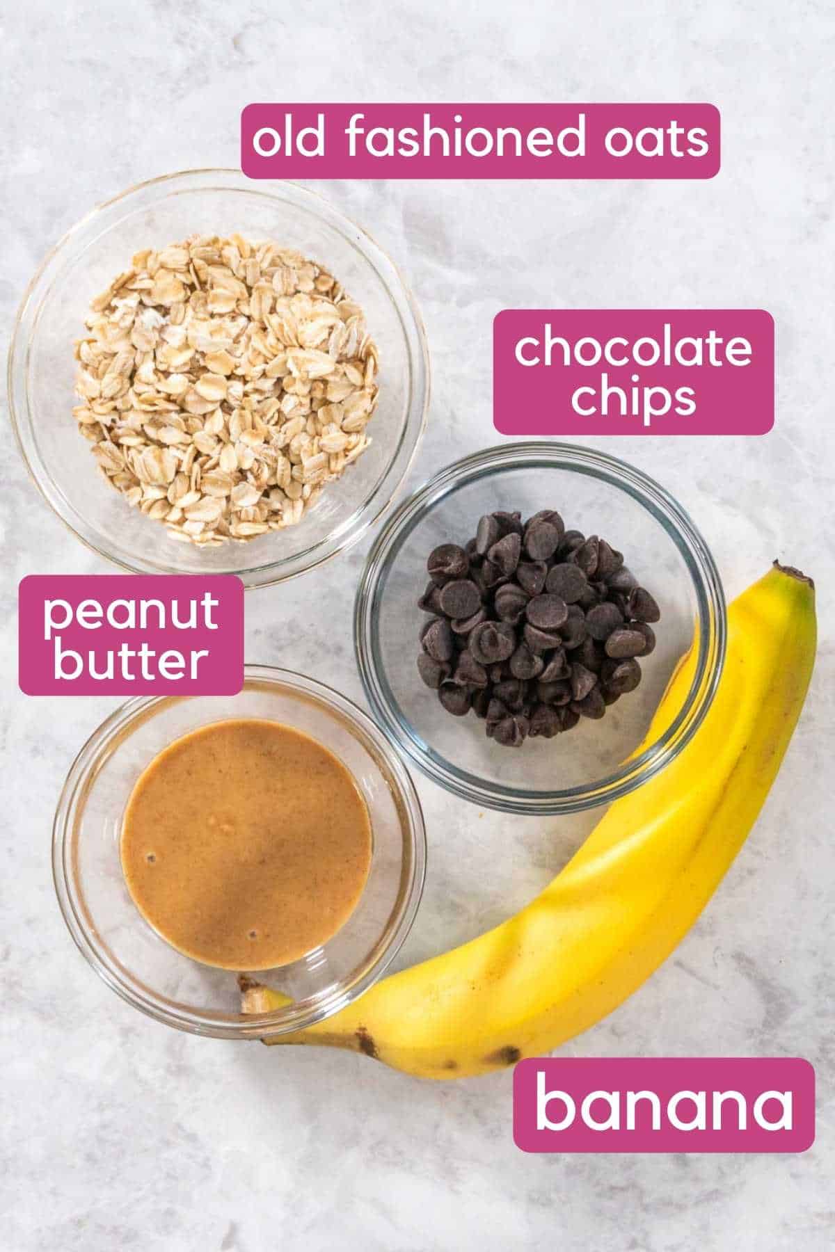 3 ingredient banana oatmeal cookie ingredients.