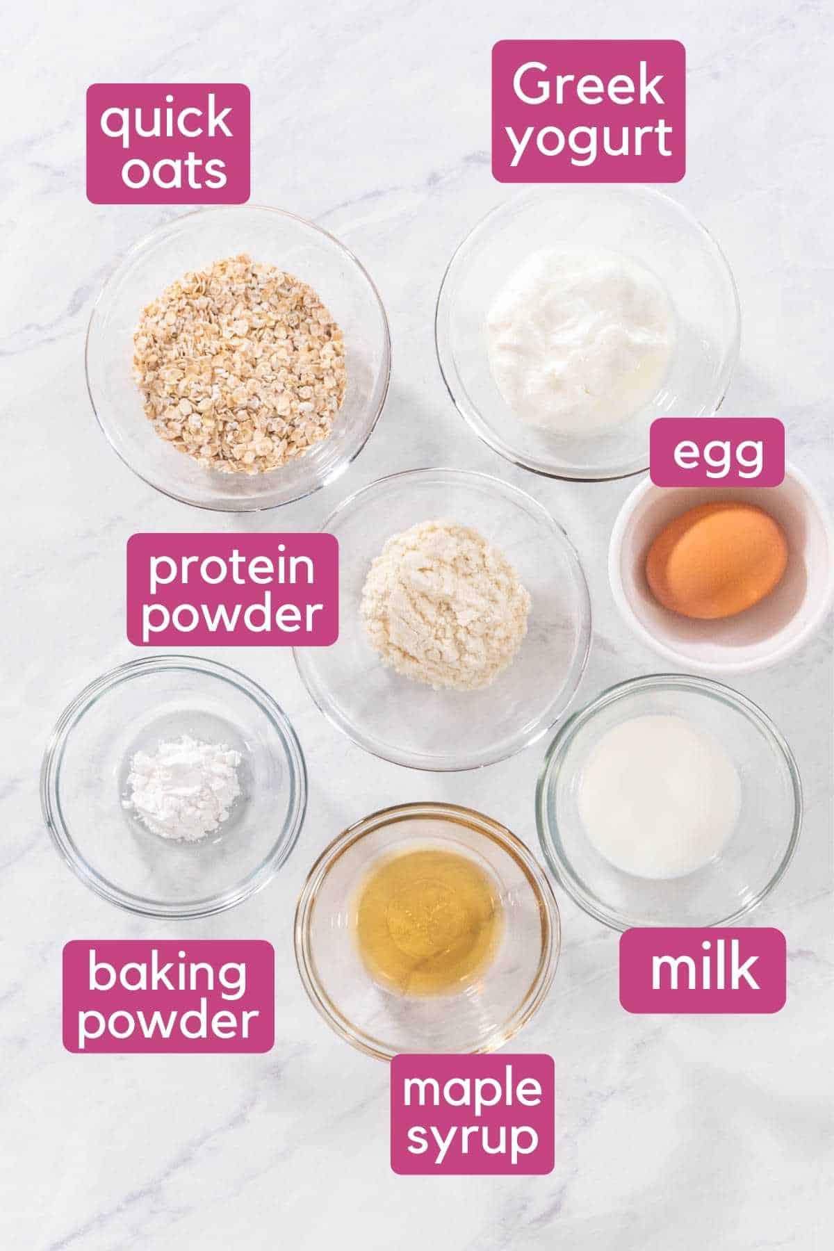 Protein baked oats ingredients.