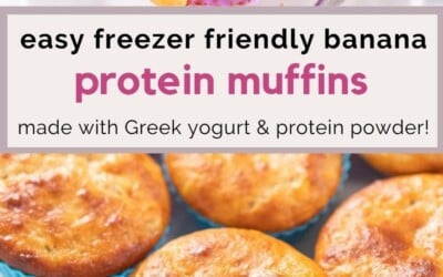 easy freezer friendly banana protein muffins.