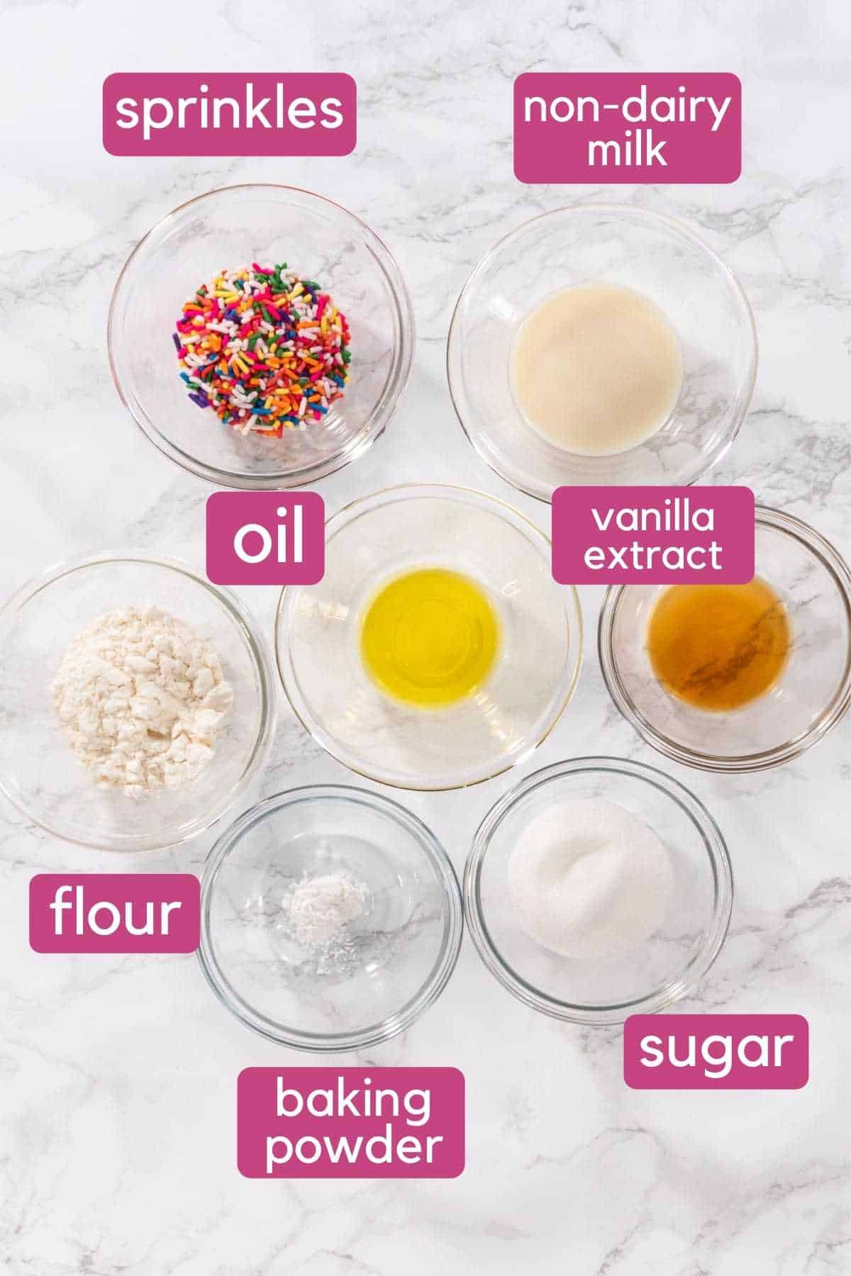 vanilla vegan mug cake ingredients.