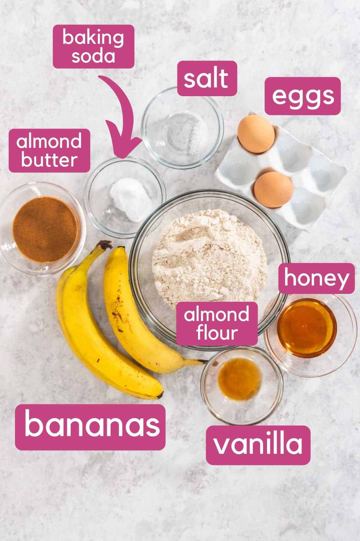 Almond Flour Banana Muffin ingredients.