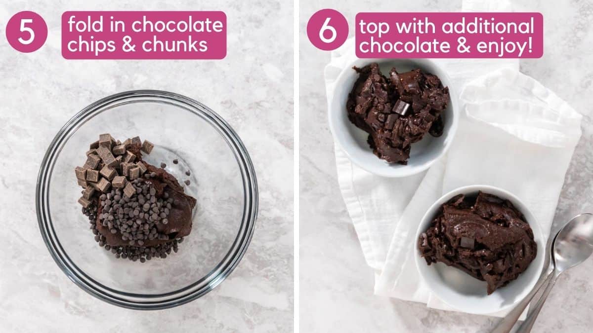 edible brownie batter add chocolate chunks.