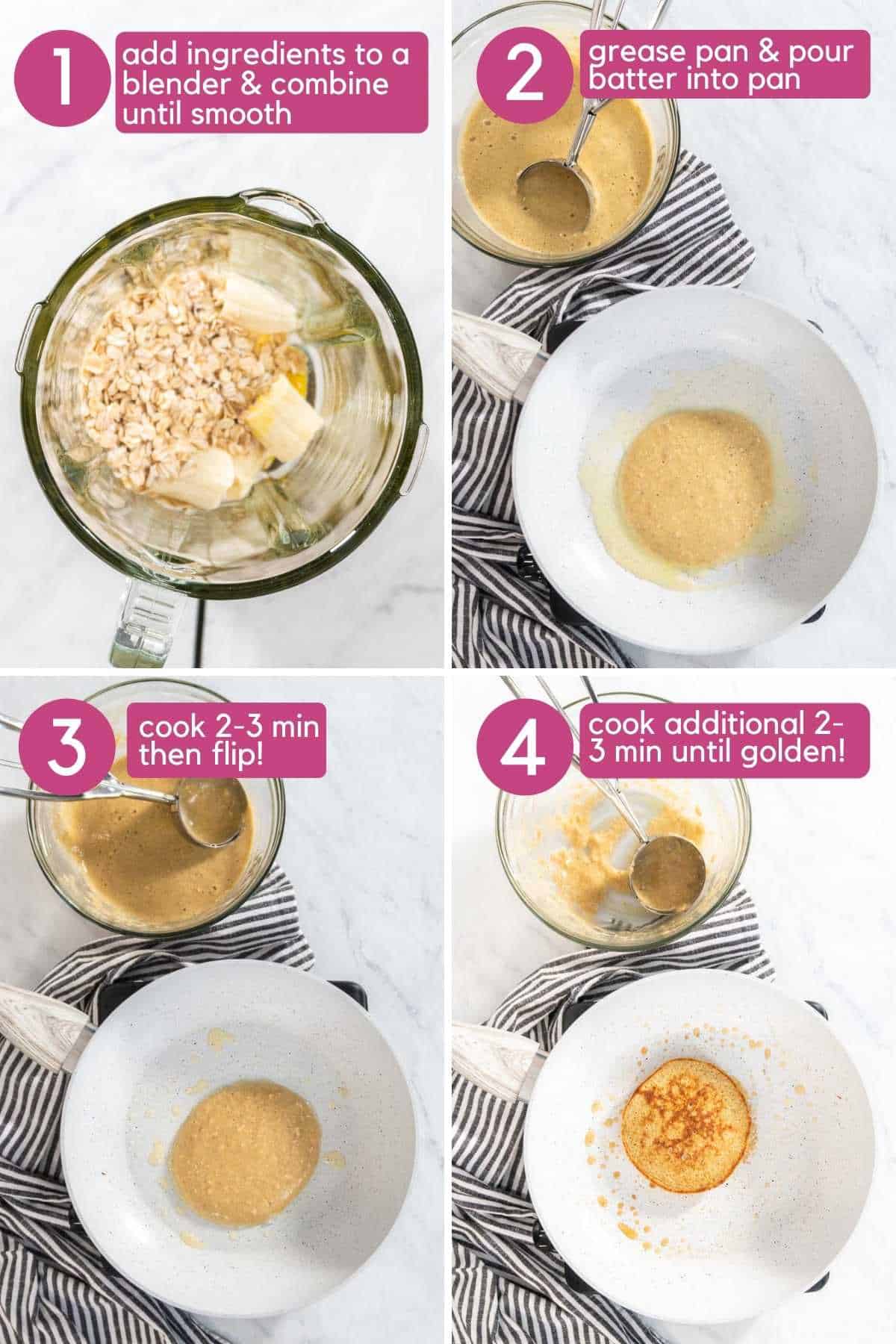 how to make 3 ingredient banana oat pancakes.