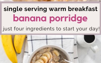 single serving warm breakfast banana porridge.