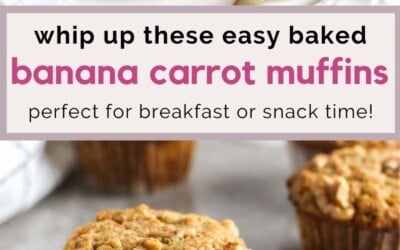 banana carrot muffins on a plate, as well as with an opened wrapper.