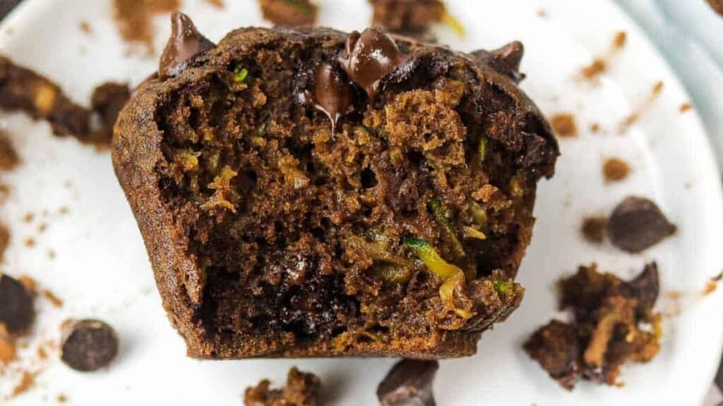 chocolate-zucchini-muffin-on-a-plate.