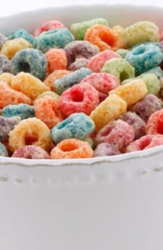 bowl of colorful cereal.