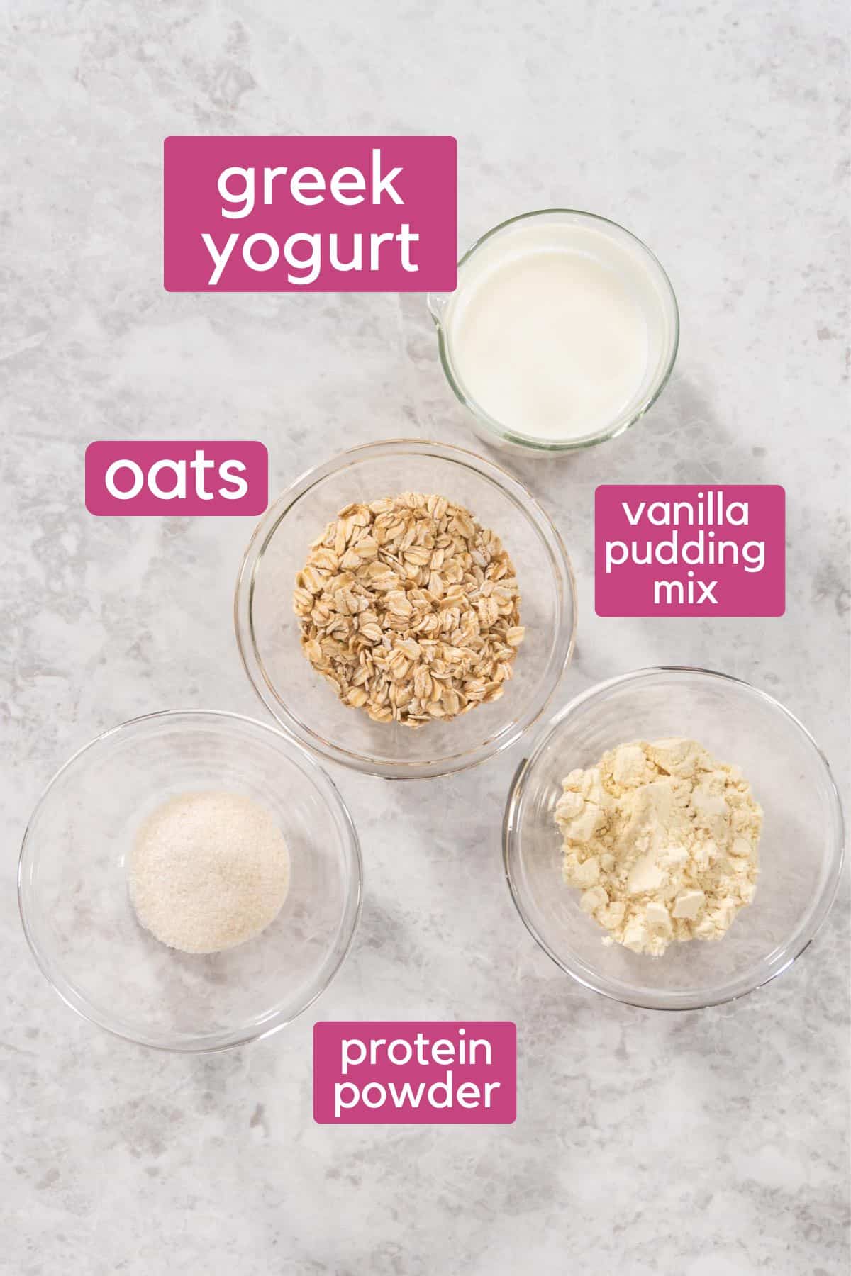 ingredients for PROATS (protein overnight oats)